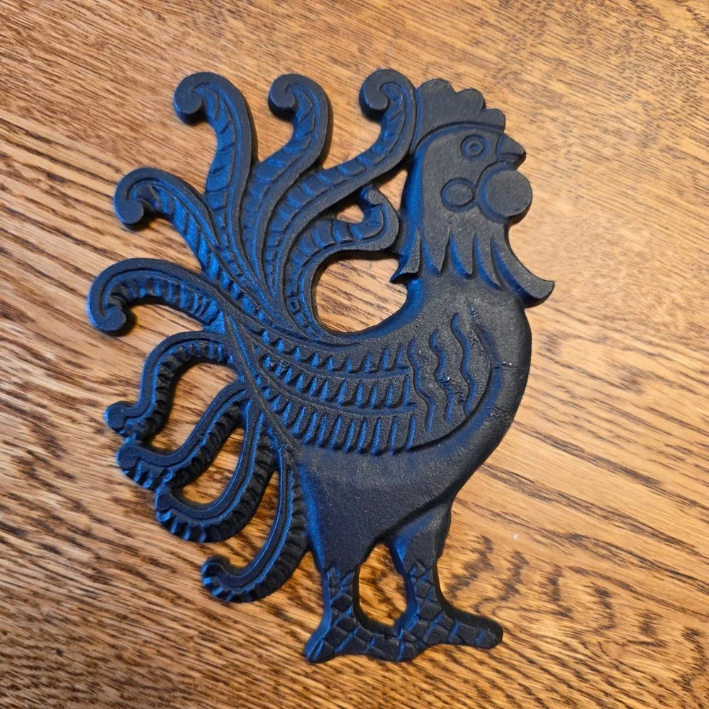 Wilton Vintage Cast Iron Rooster Trivet‎ Black Farmhouse Kitchen Wall Decor